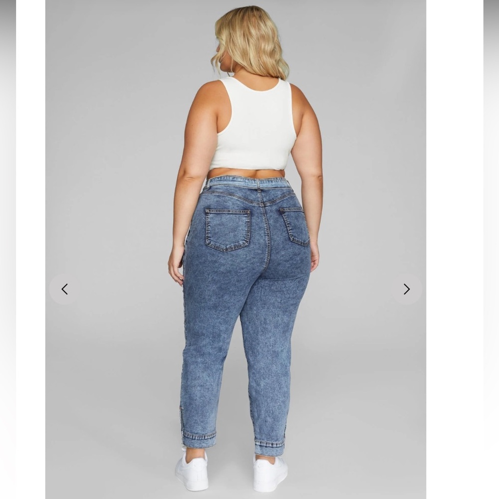 Fashion to Figure high rise belted cargo jeans utility carpenter work wear army - Picture 6 of 15